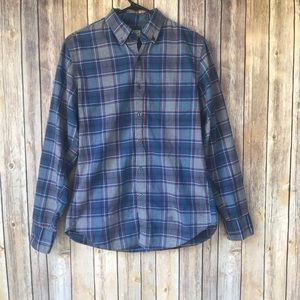 J. Crew Men's Grey Blue Red Plaid Check Shirt Sz S